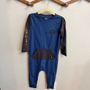 Rags Navy & Charcoal SPEED DEMONS Baby Romper with Pocket 2T